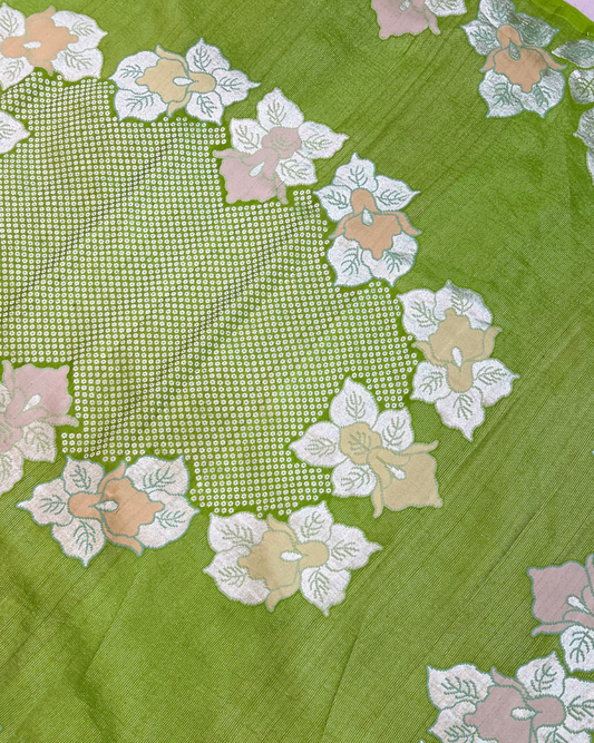 Tusser Georgette Green Banarasi Saree