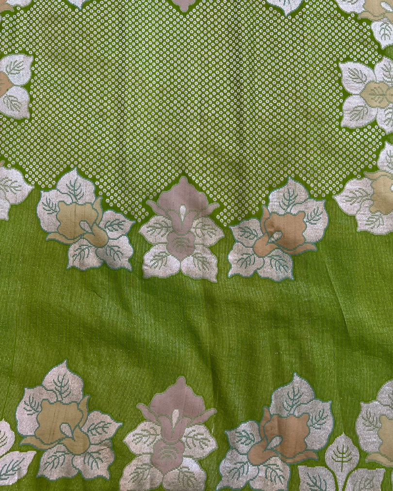 Tusser Georgette Green Banarasi Saree