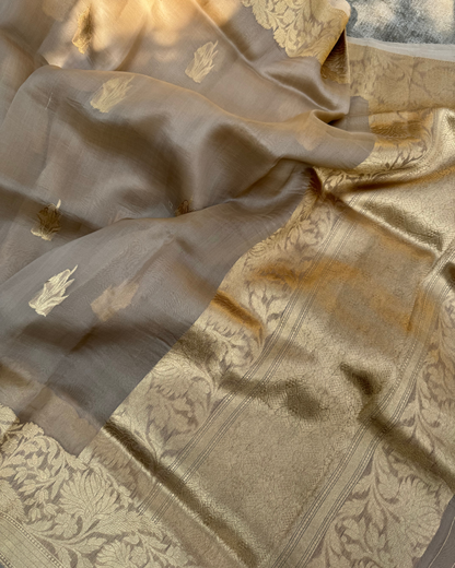 Camel Brown Pure Kora Silk Saree