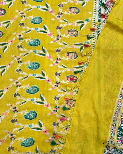 Yellow Tissue Tusser Georgette Banarasi Saree