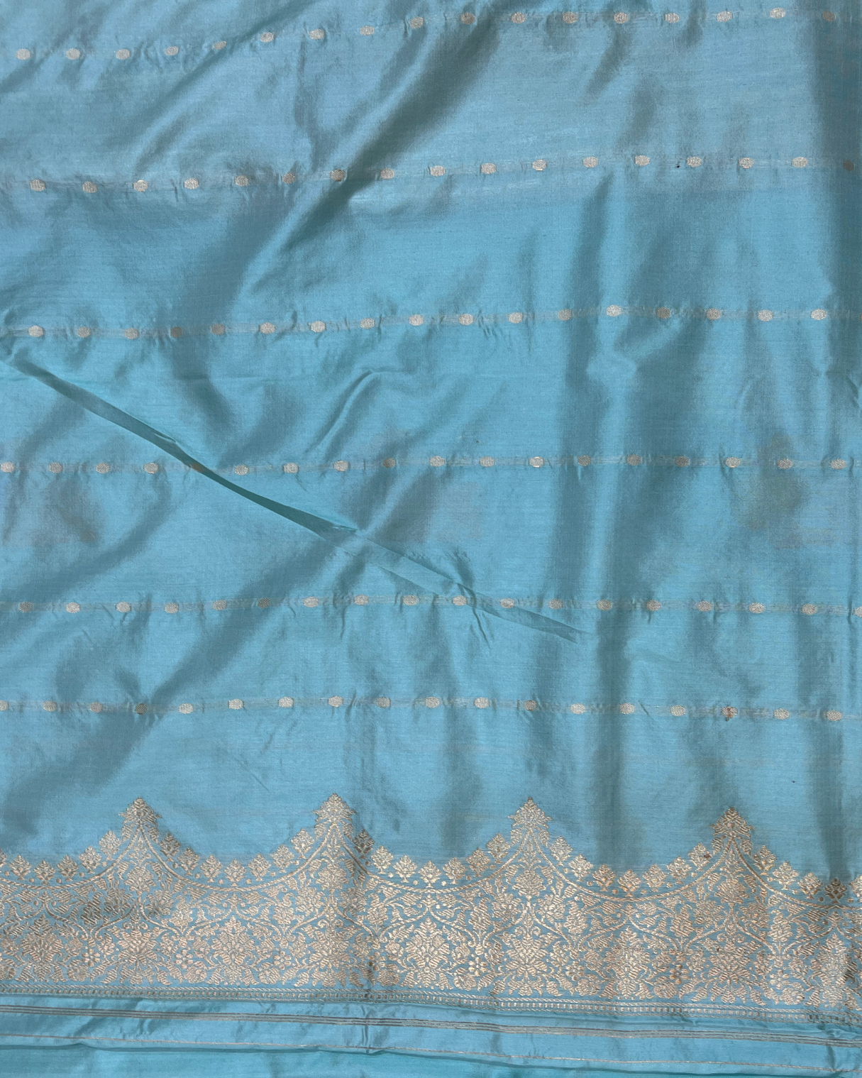 Blue Handloom Katan Kadhwa Boota Saree