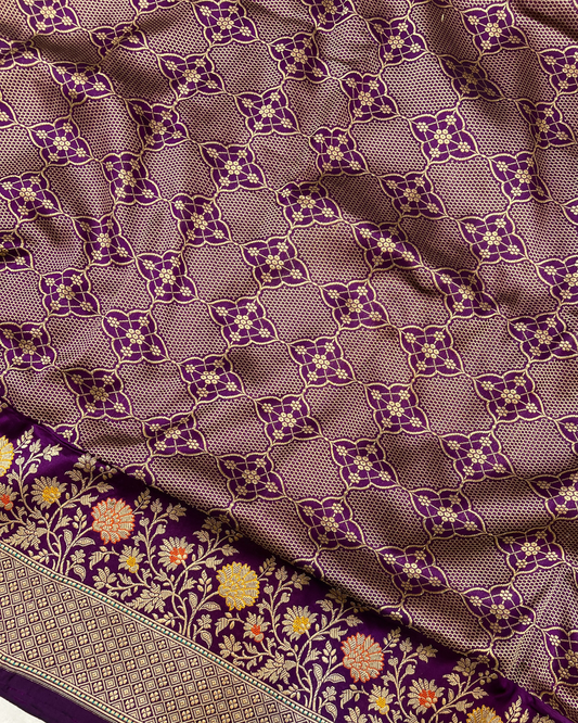 Purple Brocade Meenakari Banarasi Weave Saree