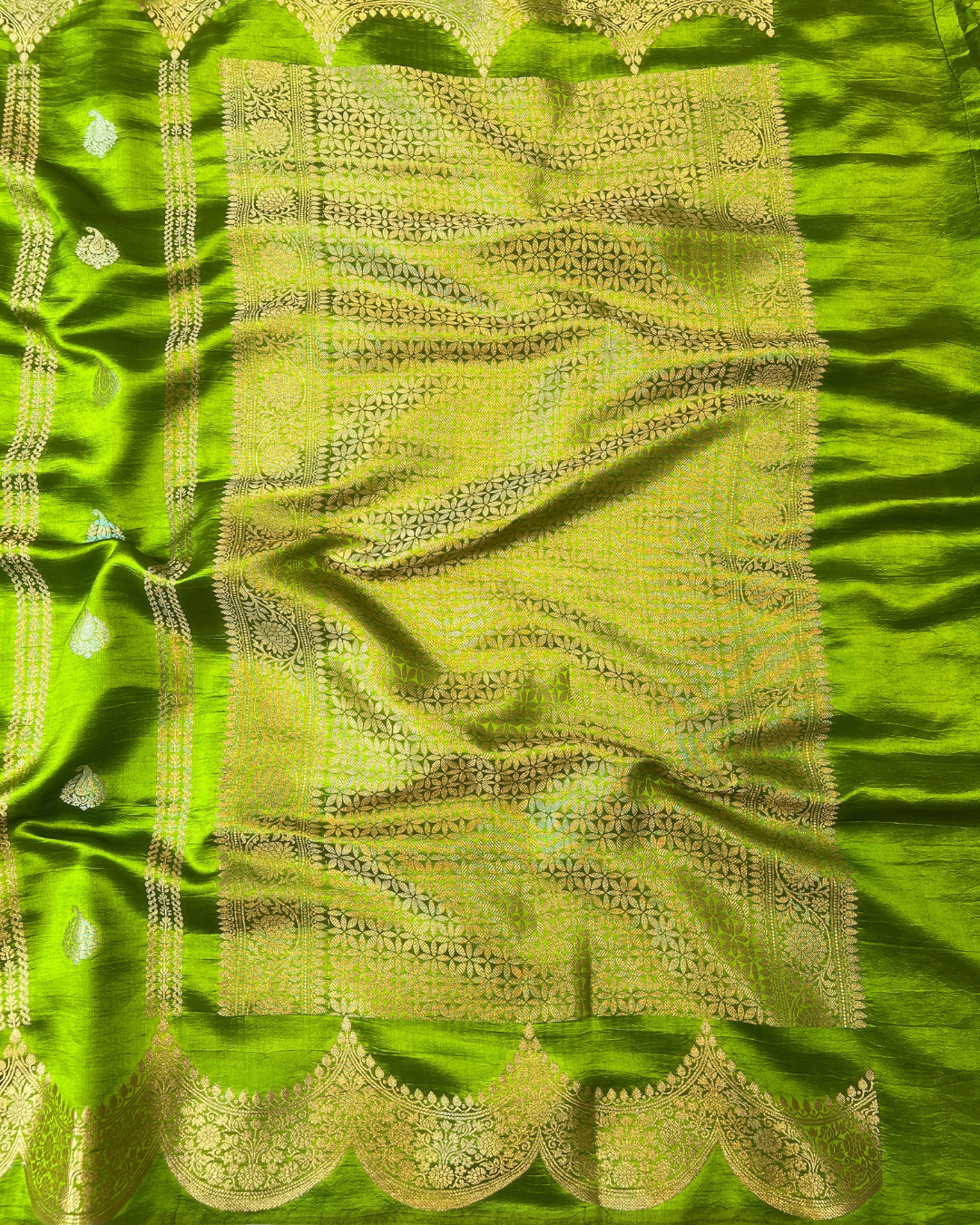 Parrot Green Raw Mango Saree