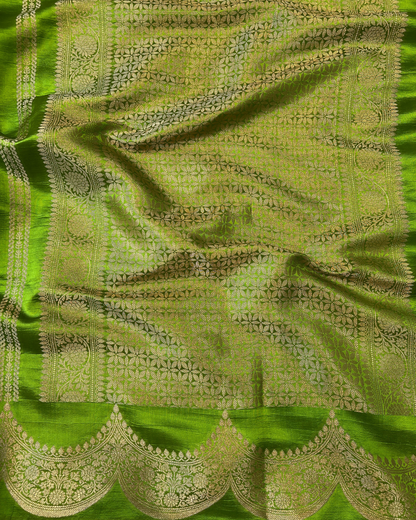 Parrot Green Raw Mango Saree