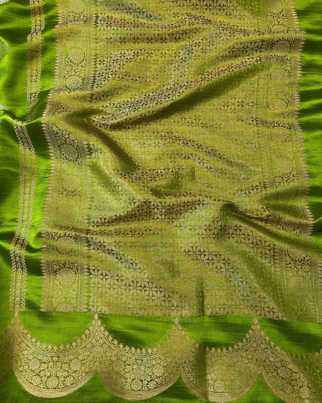 Parrot Green Raw Mango Saree