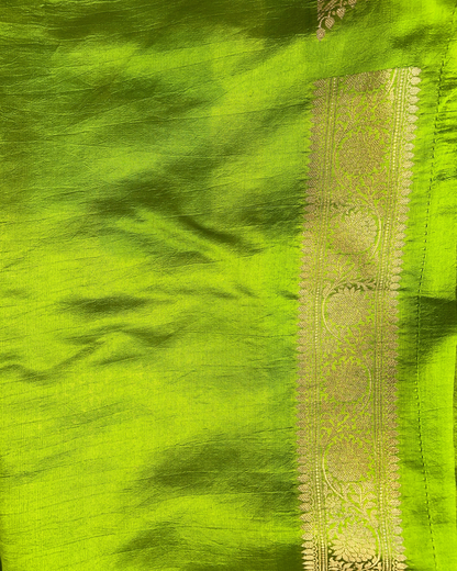 Parrot Green Raw Mango Saree