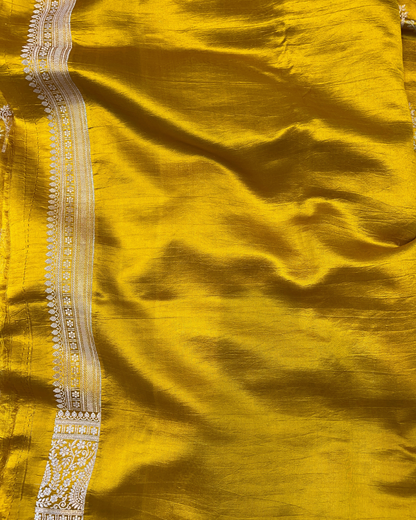 Mustard Yellow Raw Mango Saree