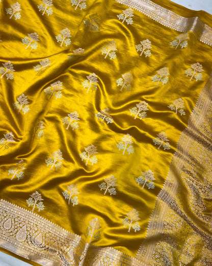 Mustard Yellow Raw Mango Saree