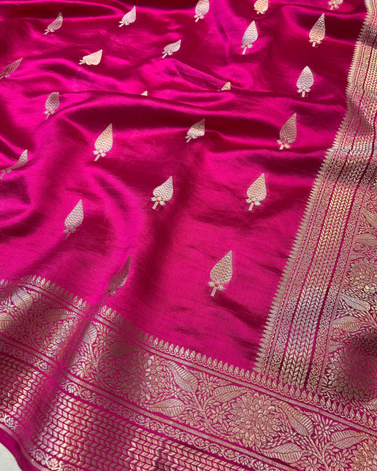 Deep Pink Raw Mango Saree