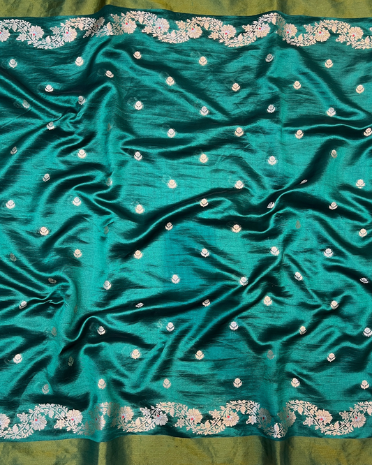 Sea Green Raw Mango Saree