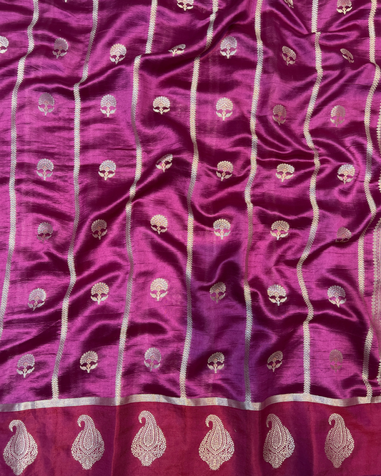 Purple Maroon Raw Mango Saree