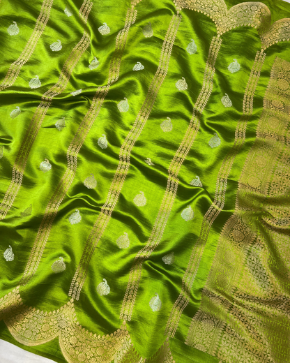 Parrot Green Raw Mango Saree